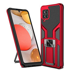 Coque Contour Silicone et Plastique Housse Etui Mat avec Magnetique Support Bague Anneau ZL1 pour Samsung Galaxy A42 5G Rouge
