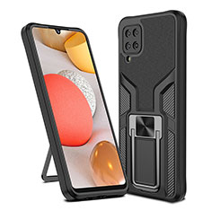 Coque Contour Silicone et Plastique Housse Etui Mat avec Magnetique Support Bague Anneau ZL1 pour Samsung Galaxy M12 Noir