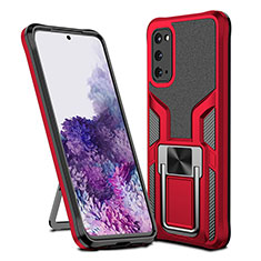 Coque Contour Silicone et Plastique Housse Etui Mat avec Magnetique Support Bague Anneau ZL1 pour Samsung Galaxy S20 5G Rouge