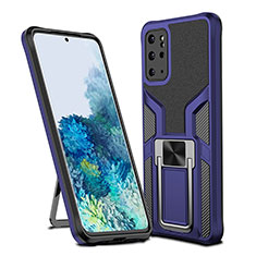 Coque Contour Silicone et Plastique Housse Etui Mat avec Magnetique Support Bague Anneau ZL1 pour Samsung Galaxy S20 Plus 5G Bleu