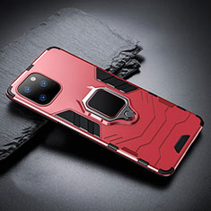 Coque Contour Silicone et Plastique Housse Etui Mat avec Magnetique Support pour Apple iPhone 11 Pro Rouge