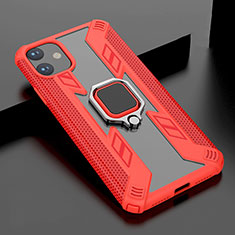 Coque Contour Silicone et Plastique Housse Etui Mat avec Magnetique Support pour Apple iPhone 11 Rouge