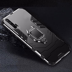 Coque Contour Silicone et Plastique Housse Etui Mat avec Magnetique Support pour Huawei Honor 20 Pro Noir