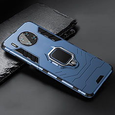 Coque Contour Silicone et Plastique Housse Etui Mat avec Magnetique Support pour Huawei Mate 30 5G Bleu