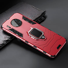 Coque Contour Silicone et Plastique Housse Etui Mat avec Magnetique Support pour Huawei Mate 30 5G Rouge