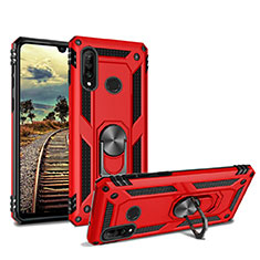 Coque Contour Silicone et Plastique Housse Etui Mat avec Magnetique Support pour Huawei P30 Lite XL Rouge