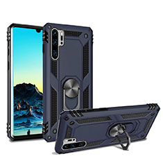 Coque Contour Silicone et Plastique Housse Etui Mat avec Magnetique Support pour Huawei P30 Pro New Edition Bleu