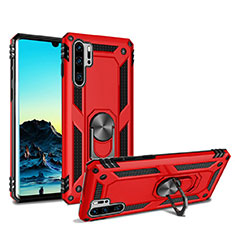 Coque Contour Silicone et Plastique Housse Etui Mat avec Magnetique Support pour Huawei P30 Pro New Edition Rouge