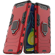 Coque Contour Silicone et Plastique Housse Etui Mat avec Magnetique Support pour Samsung Galaxy A90 4G Rouge