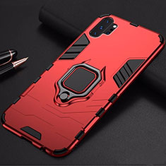 Coque Contour Silicone et Plastique Housse Etui Mat avec Magnetique Support pour Samsung Galaxy Note 10 Plus 5G Rouge