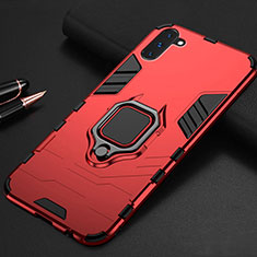 Coque Contour Silicone et Plastique Housse Etui Mat avec Magnetique Support pour Samsung Galaxy Note 10 Rouge