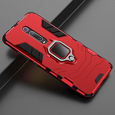 Coque Contour Silicone et Plastique Housse Etui Mat avec Magnetique Support pour Xiaomi Mi 9T Pro Rouge