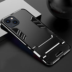 Coque Contour Silicone et Plastique Housse Etui Mat avec Support A01 pour Apple iPhone 13 Noir