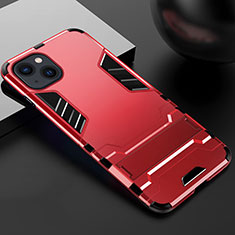 Coque Contour Silicone et Plastique Housse Etui Mat avec Support A01 pour Apple iPhone 13 Rouge