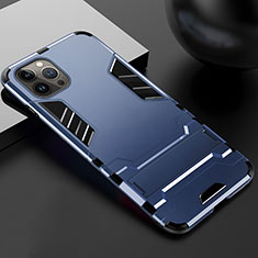 Coque Contour Silicone et Plastique Housse Etui Mat avec Support A01 pour Apple iPhone 14 Pro Bleu