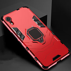 Coque Contour Silicone et Plastique Housse Etui Mat avec Support A01 pour Apple iPhone XR Rouge