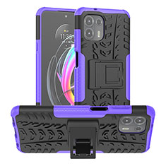 Coque Contour Silicone et Plastique Housse Etui Mat avec Support A01 pour Motorola Moto Edge 20 Lite 5G Violet