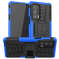Coque Contour Silicone et Plastique Housse Etui Mat avec Support A01 pour Motorola Moto Edge 20 Pro 5G Bleu