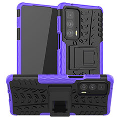 Coque Contour Silicone et Plastique Housse Etui Mat avec Support A01 pour Motorola Moto Edge 20 Pro 5G Violet