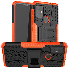 Coque Contour Silicone et Plastique Housse Etui Mat avec Support A01 pour Motorola Moto G10 Power Orange