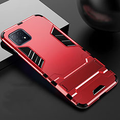 Coque Contour Silicone et Plastique Housse Etui Mat avec Support A01 pour Oppo A53 5G Rouge