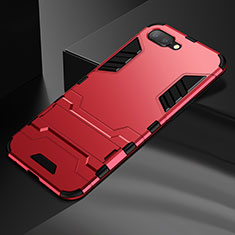 Coque Contour Silicone et Plastique Housse Etui Mat avec Support A01 pour Oppo R17 Neo Rouge