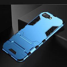 Coque Contour Silicone et Plastique Housse Etui Mat avec Support A01 pour Oppo RX17 Neo Bleu