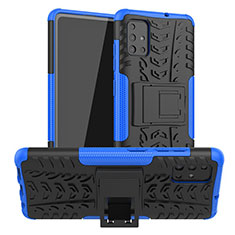 Coque Contour Silicone et Plastique Housse Etui Mat avec Support A01 pour Samsung Galaxy A51 5G Bleu
