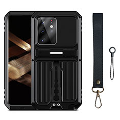Coque Contour Silicone et Plastique Housse Etui Mat avec Support A01 pour Samsung Galaxy S24 Ultra 5G Noir