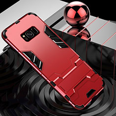 Coque Contour Silicone et Plastique Housse Etui Mat avec Support A01 pour Samsung Galaxy S8 Plus Rouge