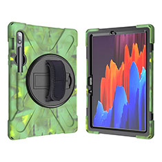 Coque Contour Silicone et Plastique Housse Etui Mat avec Support A01 pour Samsung Galaxy Tab S7 11 Wi-Fi SM-T870 Vert Armee