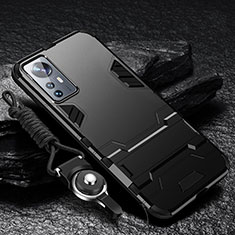 Coque Contour Silicone et Plastique Housse Etui Mat avec Support A01 pour Xiaomi Mi 12 5G Noir