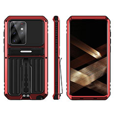 Coque Contour Silicone et Plastique Housse Etui Mat avec Support A02 pour Samsung Galaxy S24 Ultra 5G Rouge
