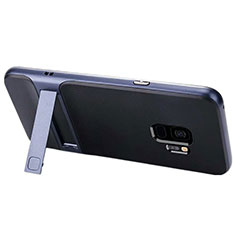Coque Contour Silicone et Plastique Housse Etui Mat avec Support A02 pour Samsung Galaxy S9 Bleu Ciel