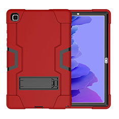 Coque Contour Silicone et Plastique Housse Etui Mat avec Support A02 pour Samsung Galaxy Tab A7 Wi-Fi 10.4 SM-T500 Rouge