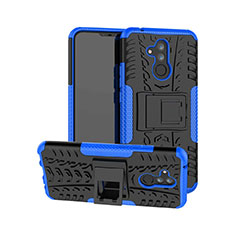 Coque Contour Silicone et Plastique Housse Etui Mat avec Support A03 pour Huawei Mate 20 Lite Bleu