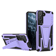 Coque Contour Silicone et Plastique Housse Etui Mat avec Support A03 pour Samsung Galaxy S21 5G Violet