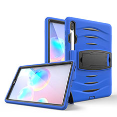 Coque Contour Silicone et Plastique Housse Etui Mat avec Support A03 pour Samsung Galaxy Tab S6 10.5 SM-T860 Bleu