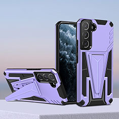 Coque Contour Silicone et Plastique Housse Etui Mat avec Support A04 pour Samsung Galaxy S21 5G Violet