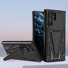 Coque Contour Silicone et Plastique Housse Etui Mat avec Support A04 pour Samsung Galaxy S21 Ultra 5G Noir