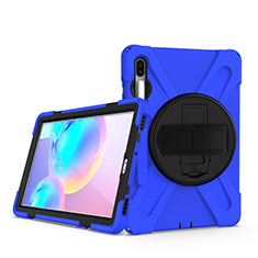 Coque Contour Silicone et Plastique Housse Etui Mat avec Support A04 pour Samsung Galaxy Tab S6 10.5 SM-T860 Bleu