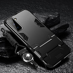 Coque Contour Silicone et Plastique Housse Etui Mat avec Support A05 pour Samsung Galaxy S21 FE 5G Noir