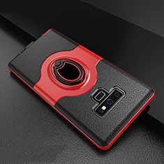 Coque Contour Silicone et Plastique Housse Etui Mat avec Support Bague Anneau S01 pour Samsung Galaxy Note 9 Rouge