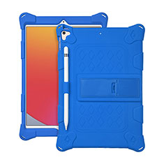Coque Contour Silicone et Plastique Housse Etui Mat avec Support H01 pour Apple iPad 10.2 (2019) Bleu