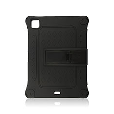 Coque Contour Silicone et Plastique Housse Etui Mat avec Support H01 pour Apple iPad Pro 11 (2020) Noir