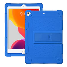 Coque Contour Silicone et Plastique Housse Etui Mat avec Support H01 pour Apple iPad Pro 9.7 Bleu