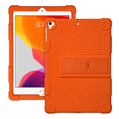 Coque Contour Silicone et Plastique Housse Etui Mat avec Support H01 pour Apple iPad Pro 9.7 Orange