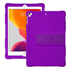 Coque Contour Silicone et Plastique Housse Etui Mat avec Support H01 pour Apple iPad Pro 9.7 Violet