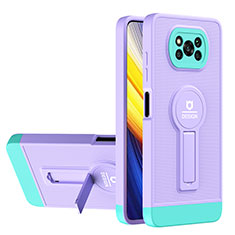 Coque Contour Silicone et Plastique Housse Etui Mat avec Support H01P pour Xiaomi Poco X3 NFC Violet
