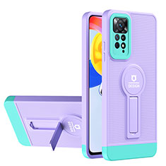 Coque Contour Silicone et Plastique Housse Etui Mat avec Support H01P pour Xiaomi Redmi Note 11 4G (2022) Violet